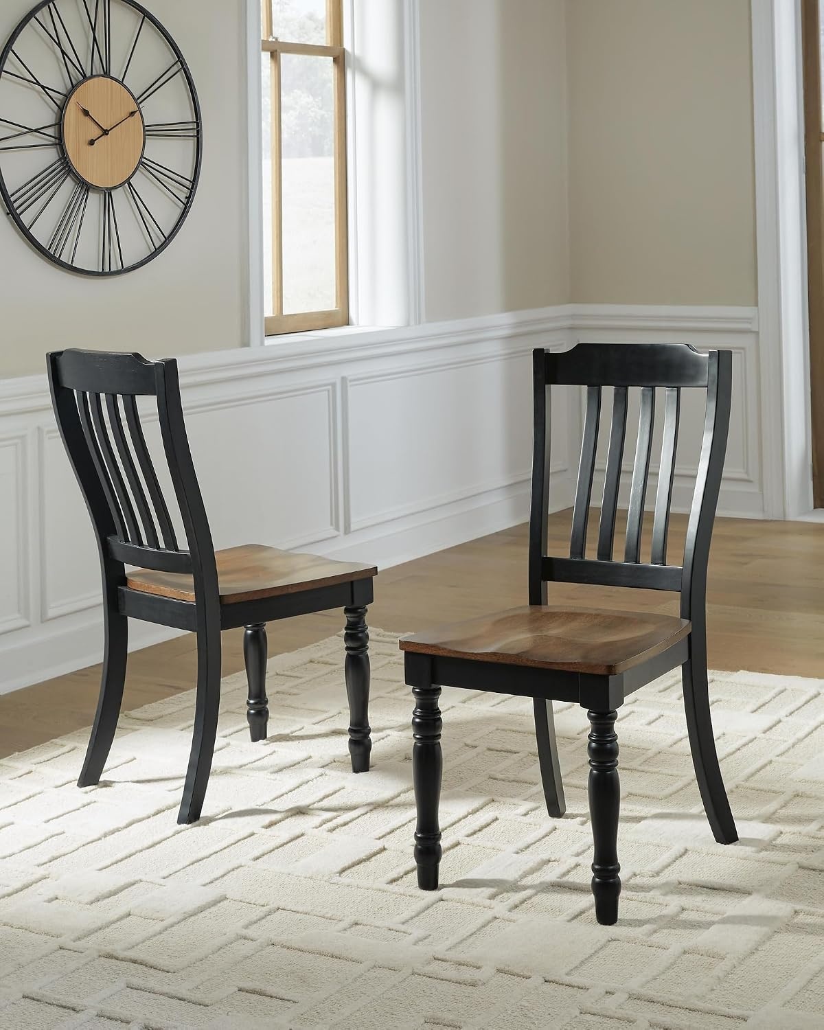 image:imageSignature Design by Ashley Phillinger Farmhouse Dining Chair Set of 2 Black amp Medium Brown