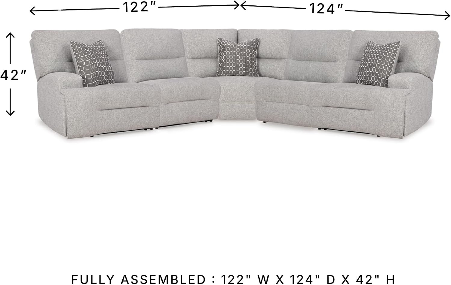 image:imageSignature Design by Ashley Acklen Place Power Reclining Sectional Sofa with Chaise Zero Gravity Posture amp Console NextGen Nuvella StainResistant Fabric Ideal for Living Room Lounging Pewter GrayPewter