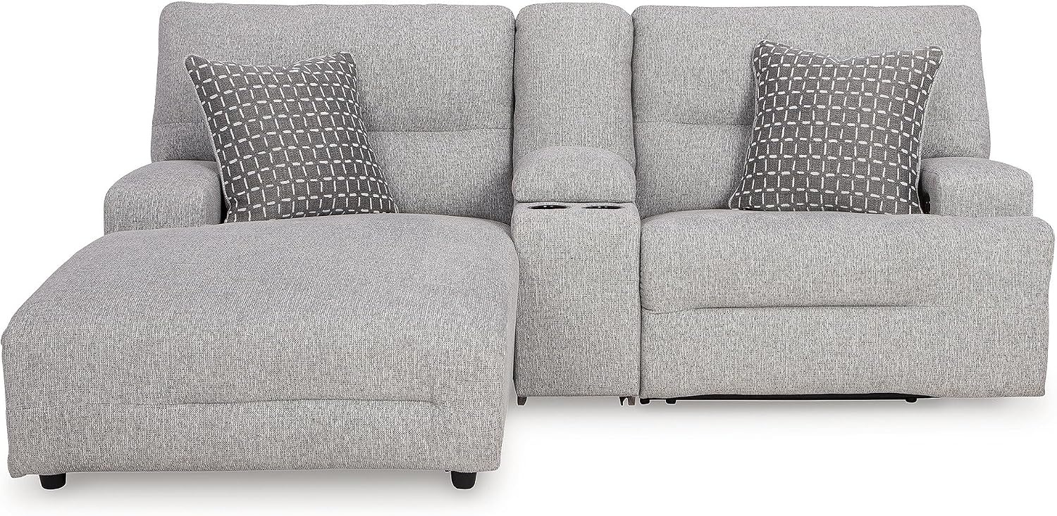 image:imageSignature Design by Ashley Acklen Place Power Reclining Sectional Sofa with Chaise Zero Gravity Posture amp Console NextGen Nuvella StainResistant Fabric Ideal for Living Room Lounging Pewter GrayPewter