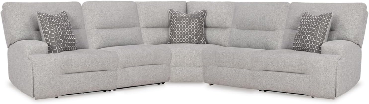 image:imageSignature Design by Ashley Acklen Place Power Reclining Sectional Sofa with Chaise Zero Gravity Posture amp Console NextGen Nuvella StainResistant Fabric Ideal for Living Room Lounging Pewter GrayPewter