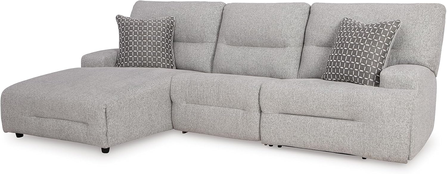 image:imageSignature Design by Ashley Acklen Place Power Reclining Sectional Sofa with Chaise Zero Gravity Posture amp Console NextGen Nuvella StainResistant Fabric Ideal for Living Room Lounging Pewter GrayPewter