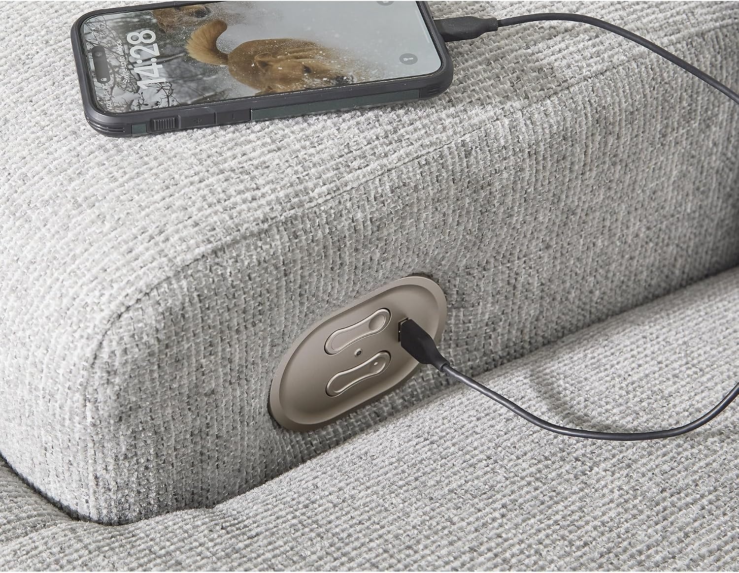 image:imageSignature Design by Ashley Acklen Place Power Reclining Sectional Sofa with Chaise Zero Gravity Posture amp Console NextGen Nuvella StainResistant Fabric Ideal for Living Room Lounging Pewter GrayPewter