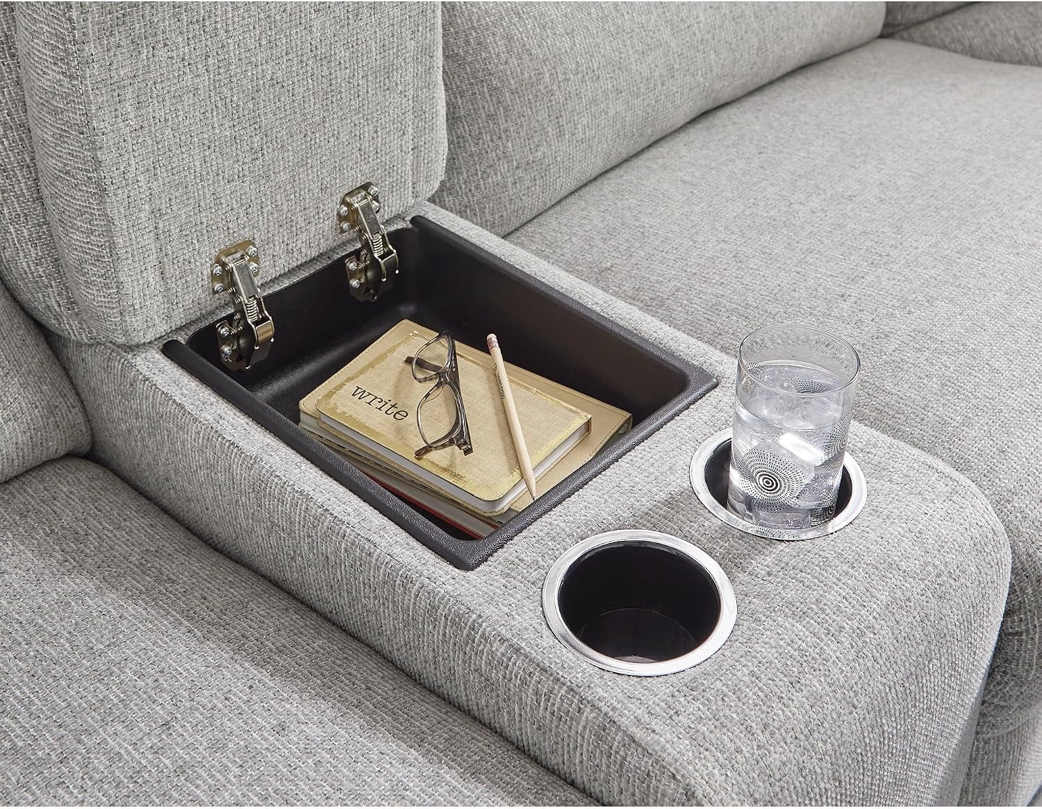 image:imageSignature Design by Ashley Acklen Place Power Reclining Sectional Sofa with Chaise Zero Gravity Posture amp Console NextGen Nuvella StainResistant Fabric Ideal for Living Room Lounging Pewter GrayPewter