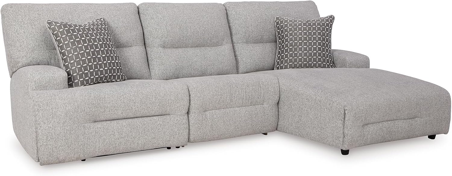 image:imageSignature Design by Ashley Acklen Place Power Reclining Sectional Sofa with Chaise Zero Gravity Posture amp Console NextGen Nuvella StainResistant Fabric Ideal for Living Room Lounging Pewter GrayPewter