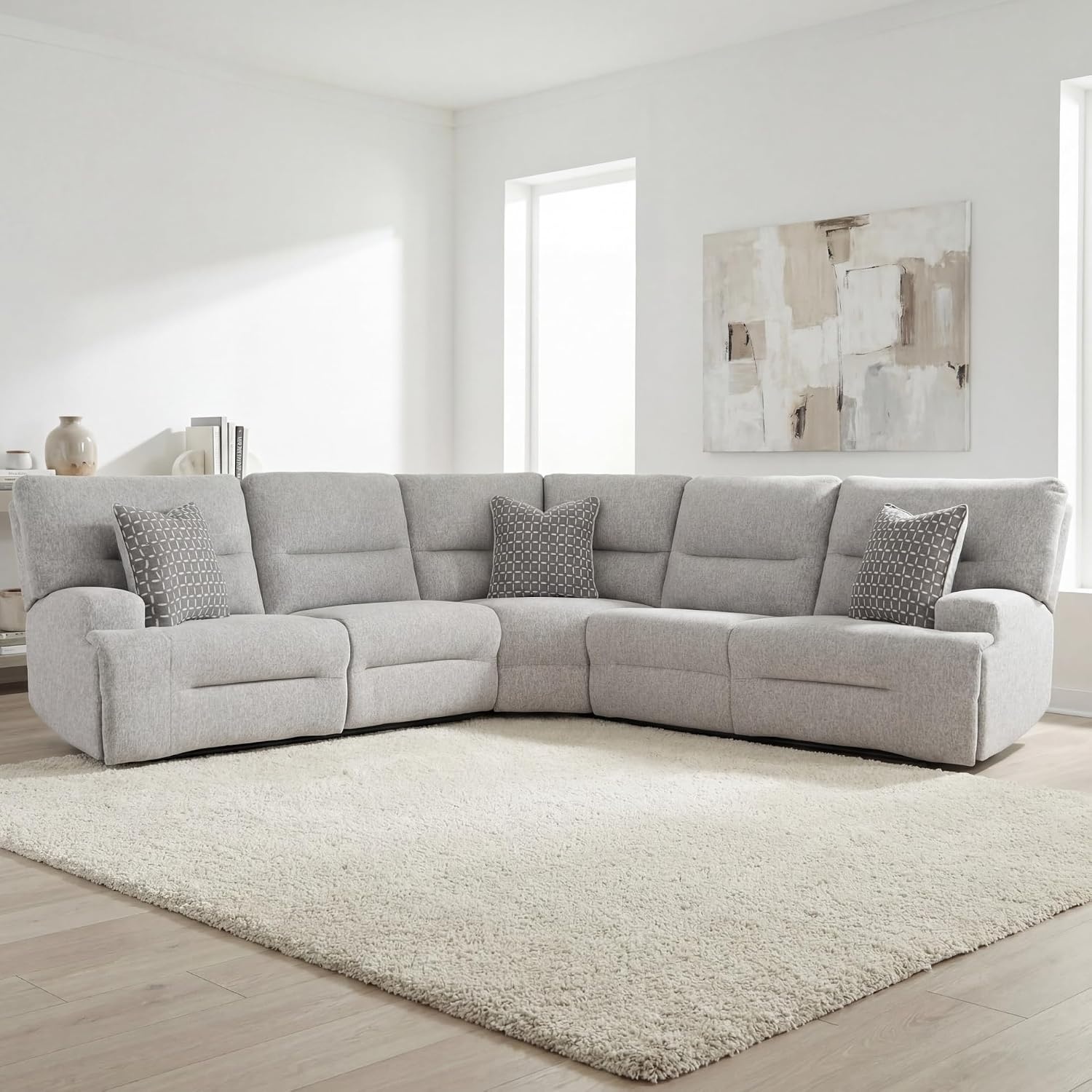 image:imageSignature Design by Ashley Acklen Place Power Reclining Sectional Sofa with Chaise Zero Gravity Posture amp Console NextGen Nuvella StainResistant Fabric Ideal for Living Room Lounging Pewter GrayPewter