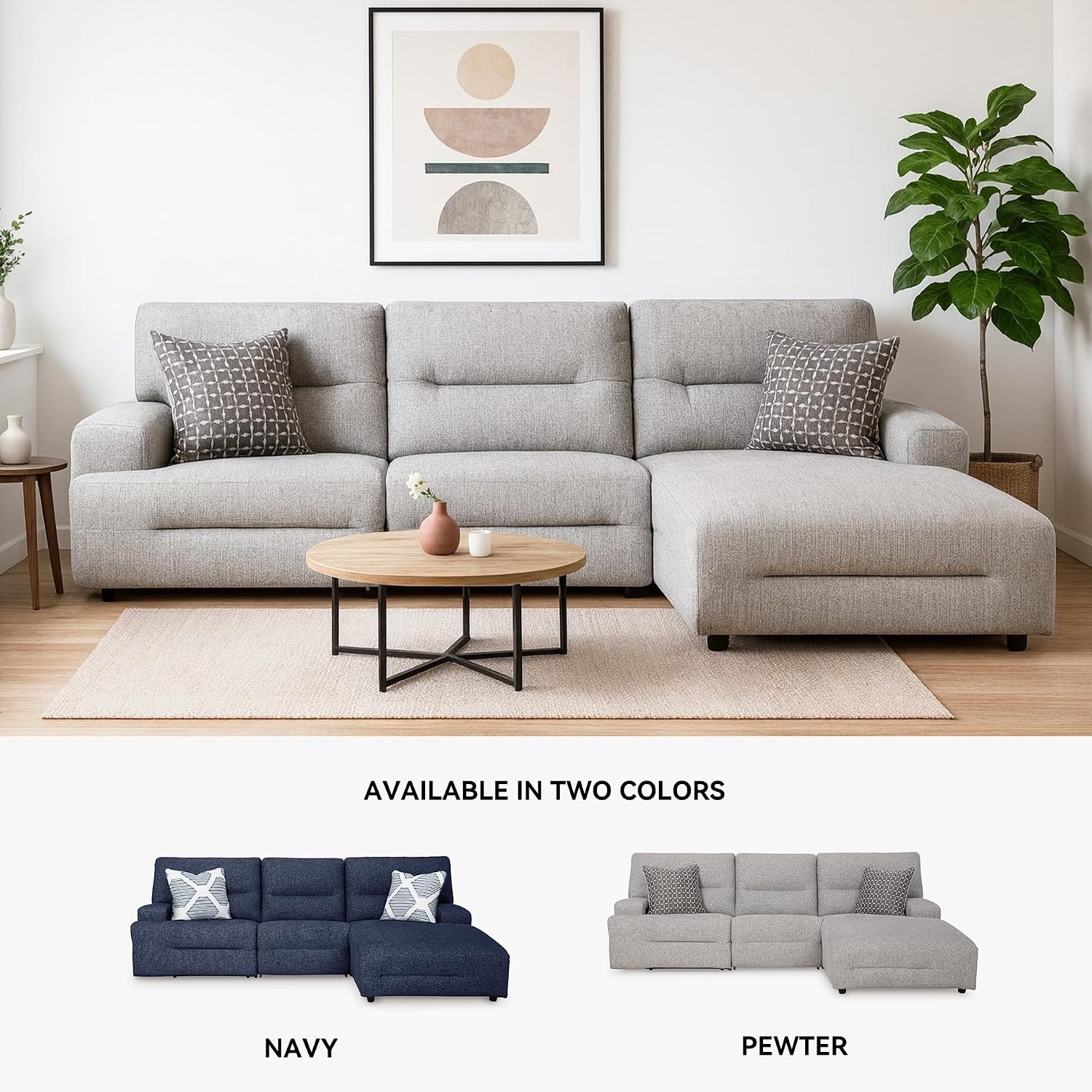image:imageSignature Design by Ashley Acklen Place Power Reclining Sectional Sofa with Chaise Zero Gravity Posture amp Console NextGen Nuvella StainResistant Fabric Ideal for Living Room Lounging Pewter GrayPewter
