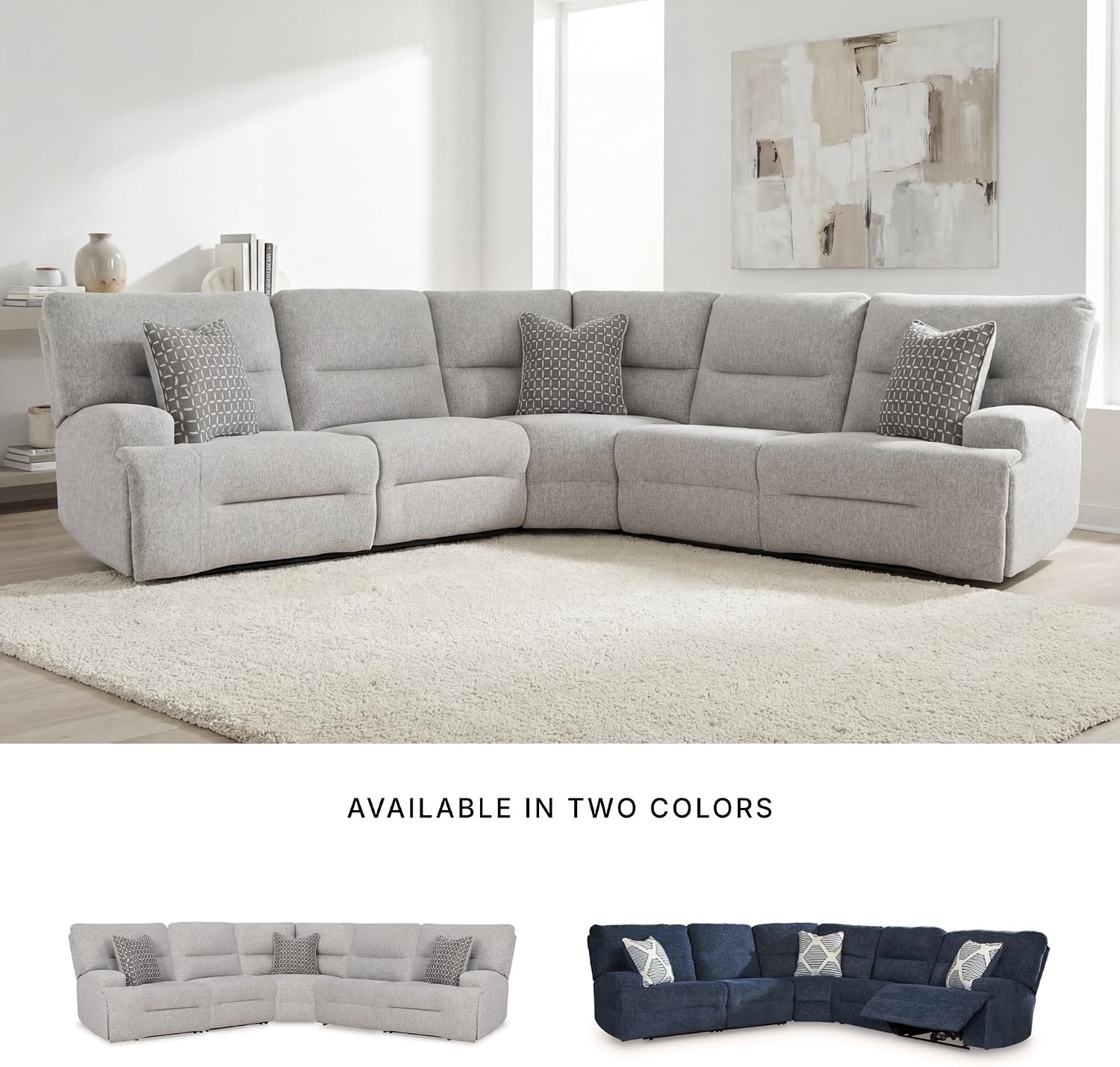 image:imageSignature Design by Ashley Acklen Place Power Reclining Sectional Sofa with Chaise Zero Gravity Posture amp Console NextGen Nuvella StainResistant Fabric Ideal for Living Room Lounging Pewter GrayPewter