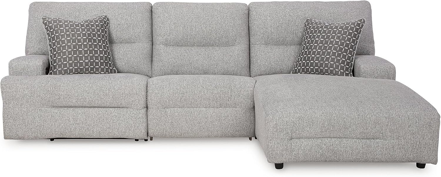 image:imageSignature Design by Ashley Acklen Place Power Reclining Sectional Sofa with Chaise Zero Gravity Posture amp Console NextGen Nuvella StainResistant Fabric Ideal for Living Room Lounging Pewter GrayPewter