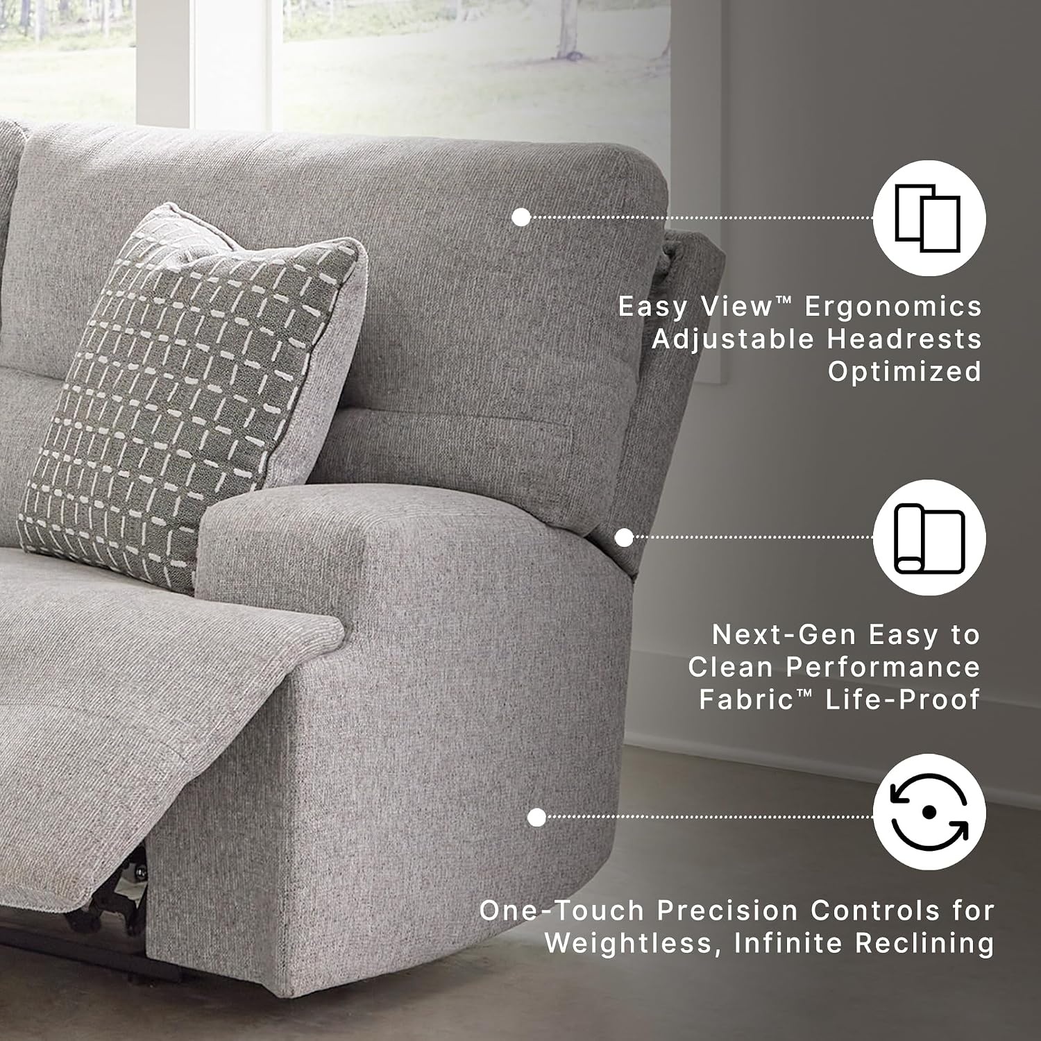 image:imageSignature Design by Ashley Acklen Place Power Reclining Sectional Sofa with Chaise Zero Gravity Posture amp Console NextGen Nuvella StainResistant Fabric Ideal for Living Room Lounging Pewter GrayPewter