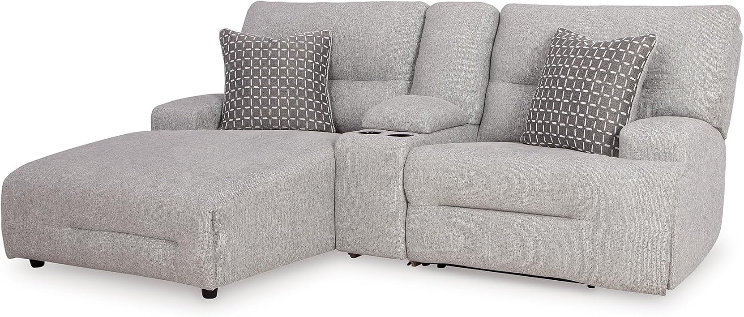 image:imageSignature Design by Ashley Acklen Place Power Reclining Sectional Sofa with Chaise Zero Gravity Posture amp Console NextGen Nuvella StainResistant Fabric Ideal for Living Room Lounging Pewter GrayPewter