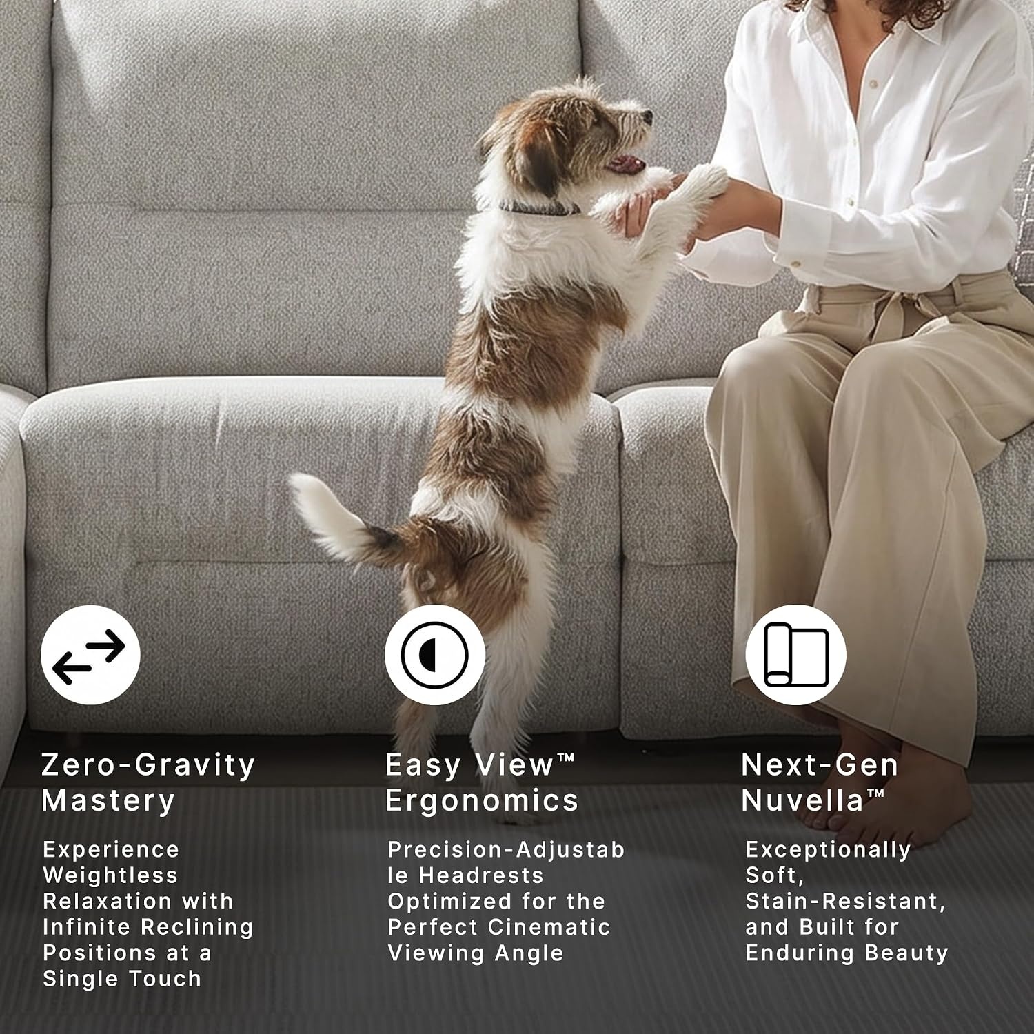 image:imageSignature Design by Ashley Acklen Place Power Reclining Sectional Sofa with Chaise Zero Gravity Posture amp Console NextGen Nuvella StainResistant Fabric Ideal for Living Room Lounging Pewter GrayPewter