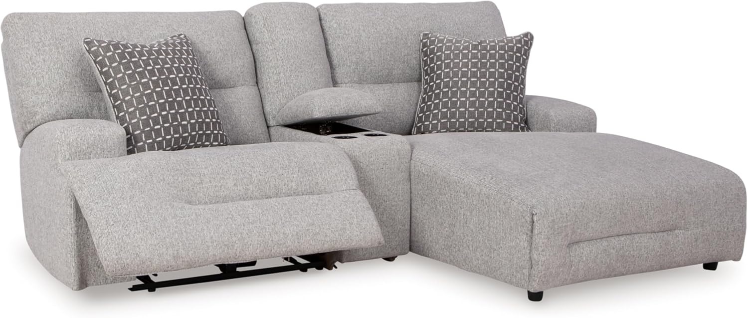 image:imageSignature Design by Ashley Acklen Place Power Reclining Sectional Sofa with Chaise Zero Gravity Posture amp Console NextGen Nuvella StainResistant Fabric Ideal for Living Room Lounging Pewter GrayPewter