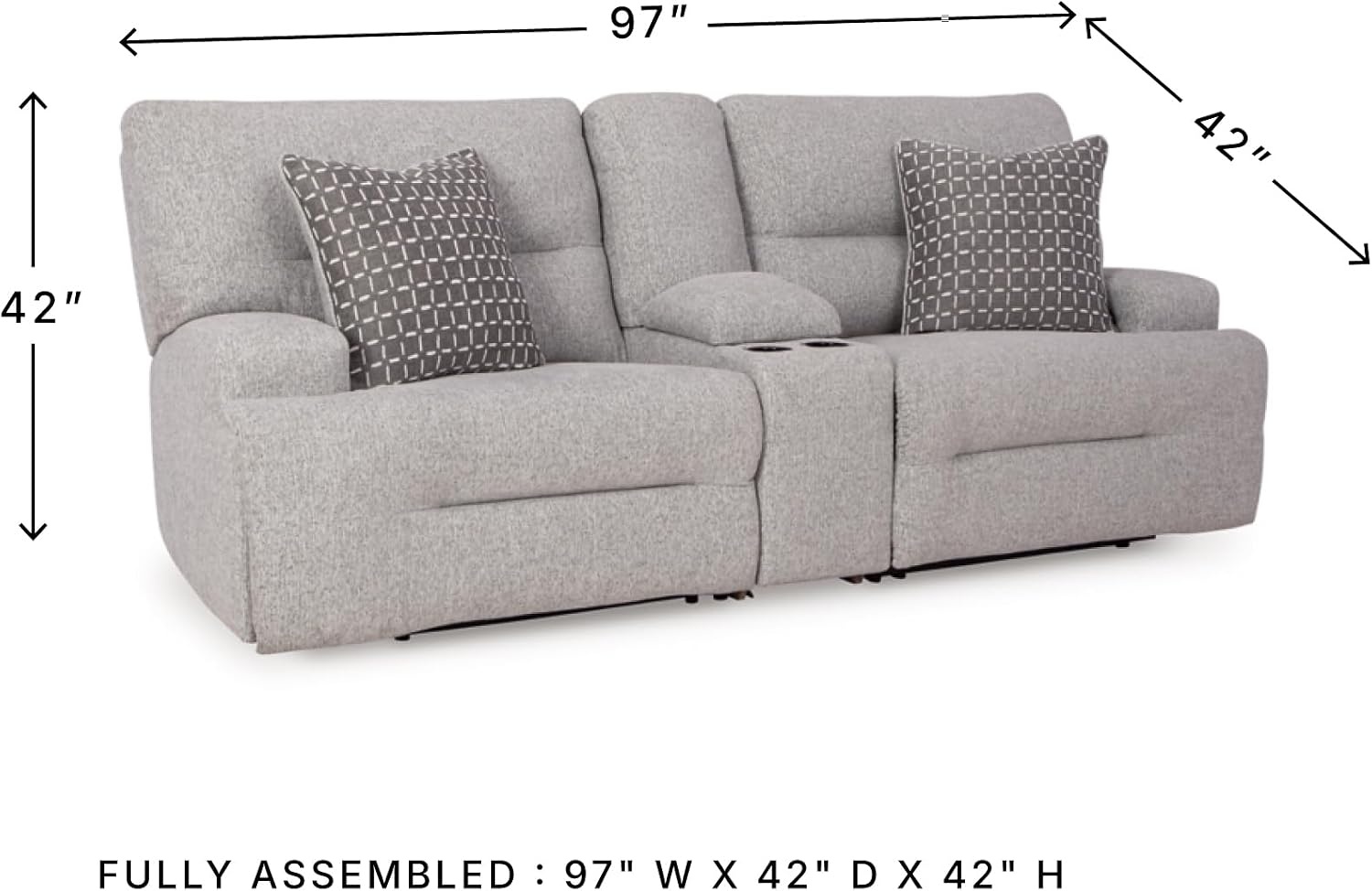 image:imageSignature Design by Ashley Acklen Place Power Reclining Sectional Sofa with Chaise Zero Gravity Posture amp Console NextGen Nuvella StainResistant Fabric Ideal for Living Room Lounging Pewter GrayPewter