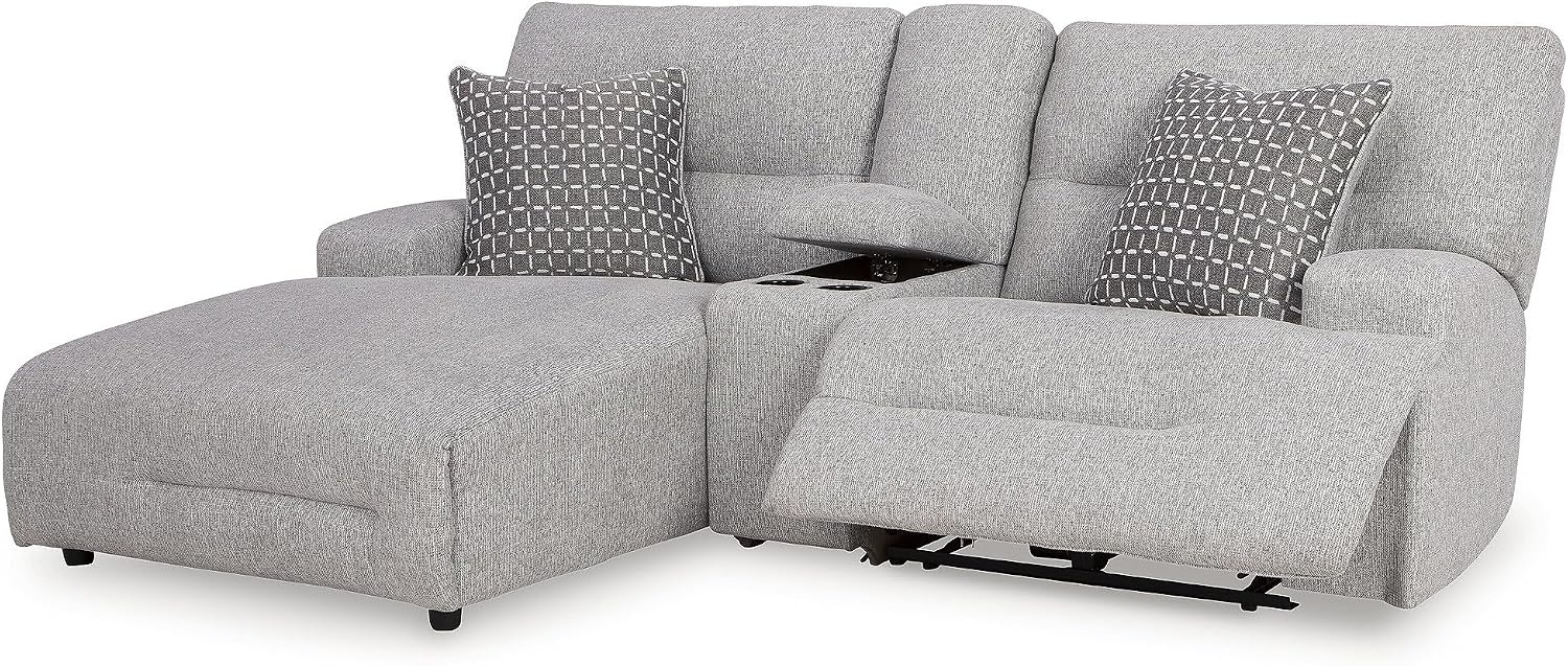 image:imageSignature Design by Ashley Acklen Place Power Reclining Sectional Sofa with Chaise Zero Gravity Posture amp Console NextGen Nuvella StainResistant Fabric Ideal for Living Room Lounging Pewter GrayPewter