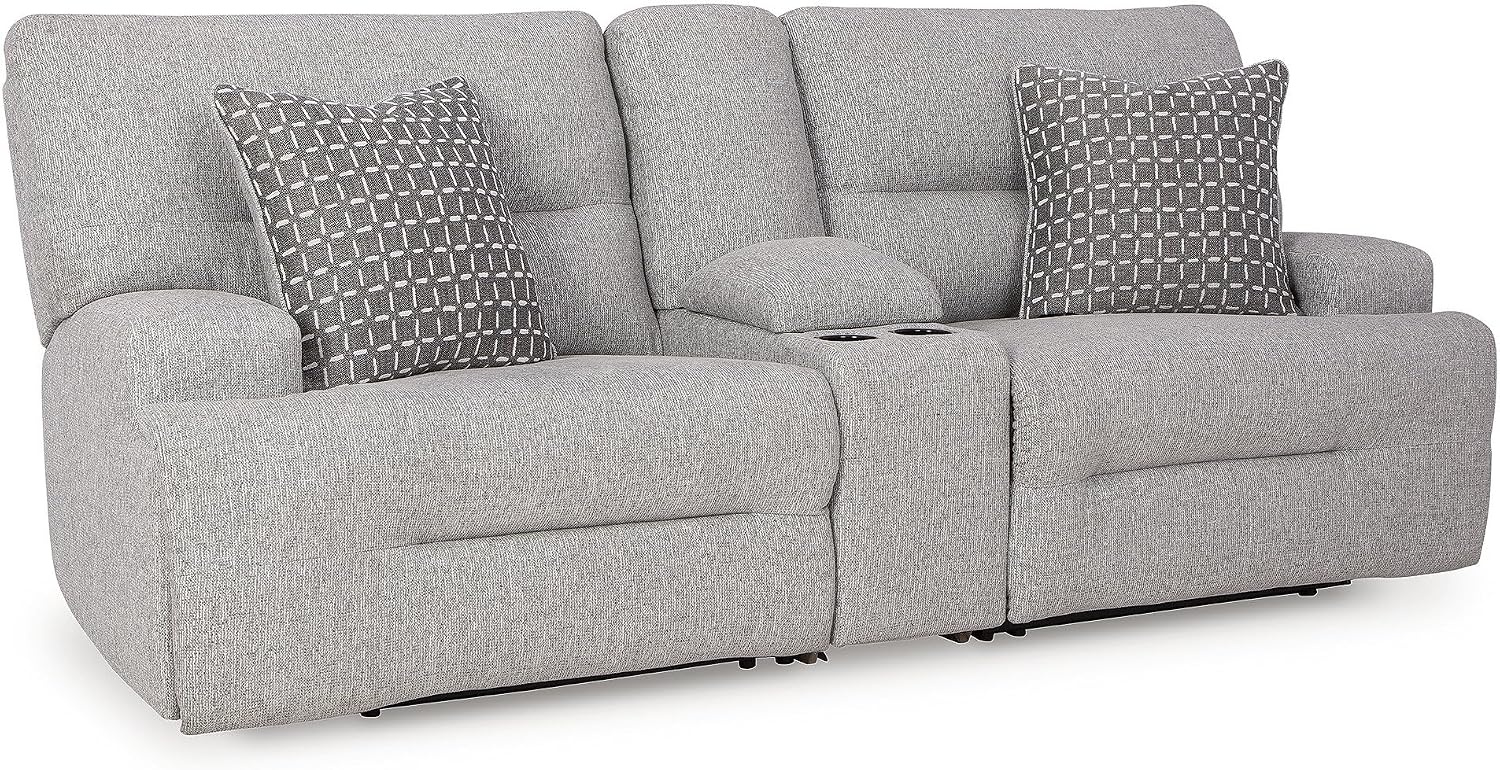 image:imageSignature Design by Ashley Acklen Place Power Reclining Sectional Sofa with Chaise Zero Gravity Posture amp Console NextGen Nuvella StainResistant Fabric Ideal for Living Room Lounging Pewter GrayPewter