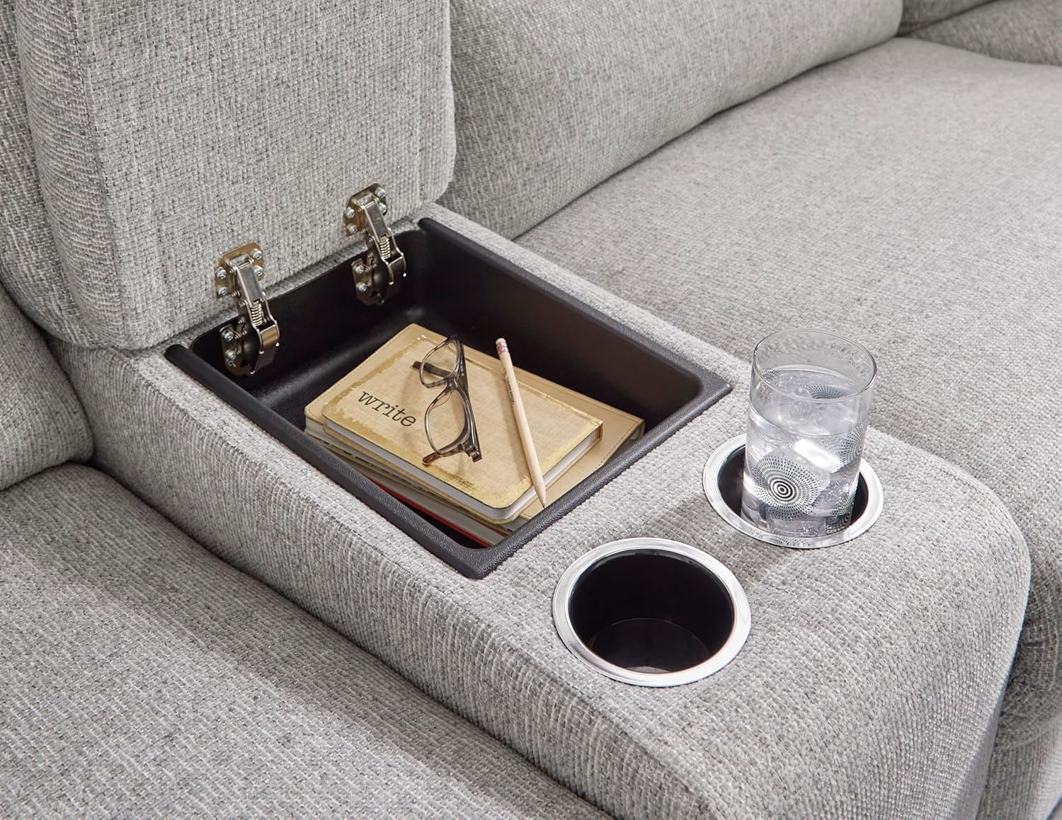 image:imageSignature Design by Ashley Acklen Place Power Reclining Sectional Sofa with Chaise Zero Gravity Posture amp Console NextGen Nuvella StainResistant Fabric Ideal for Living Room Lounging Pewter GrayPewter