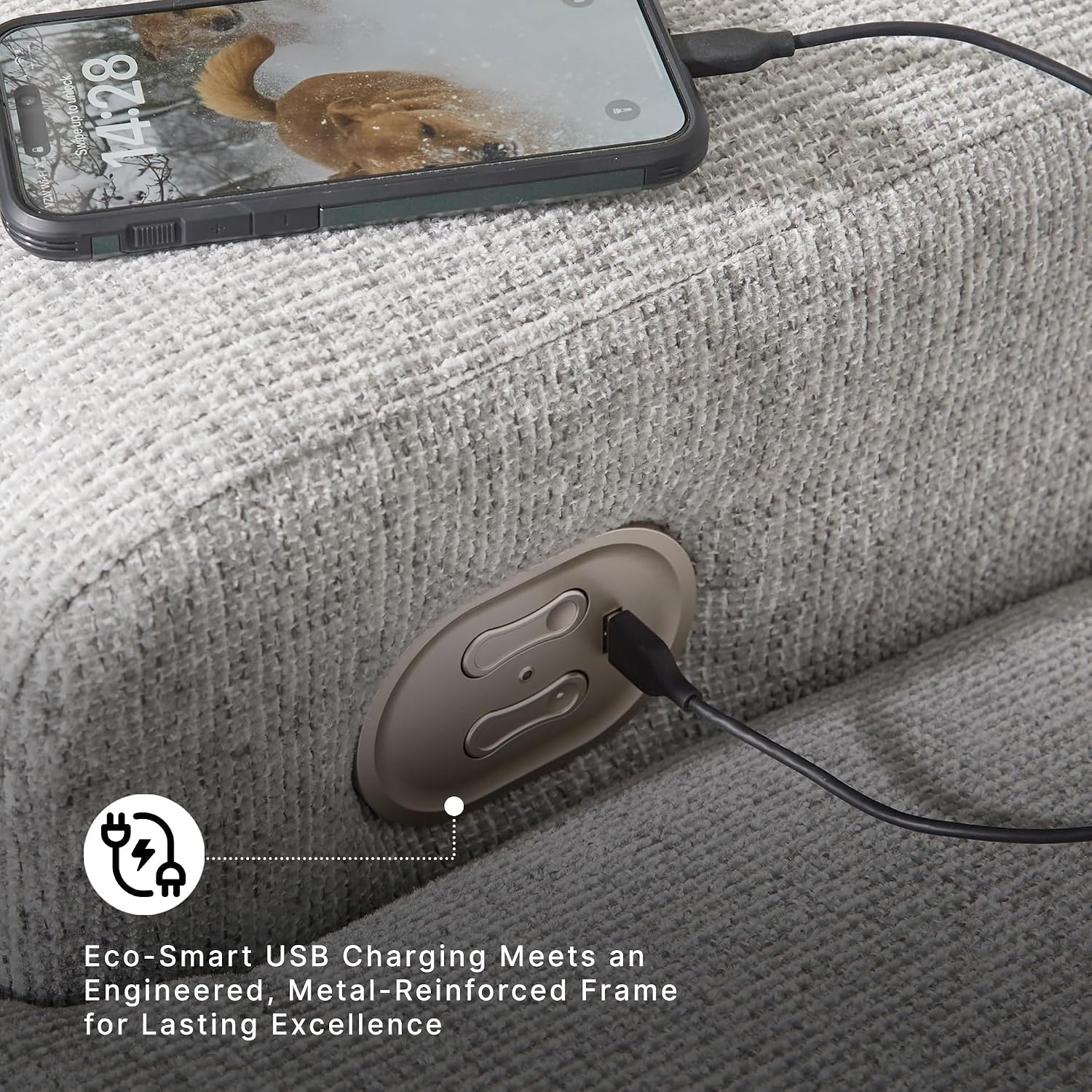 image:imageSignature Design by Ashley Acklen Place Power Reclining Sectional Sofa with Chaise Zero Gravity Posture amp Console NextGen Nuvella StainResistant Fabric Ideal for Living Room Lounging Pewter GrayPewter