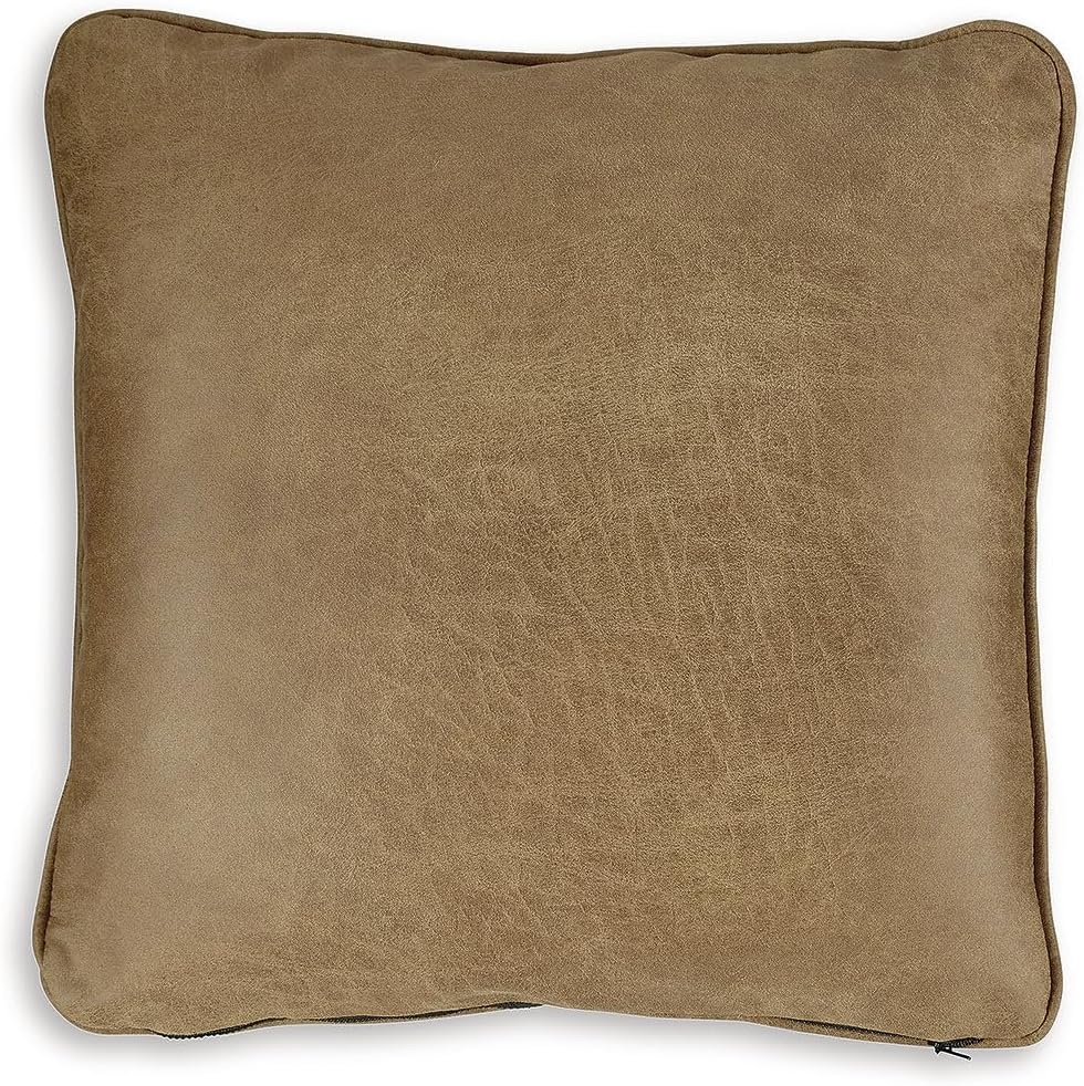 image:imageSignature Design by Ashley Cortnie Faux Leather Throw Pillow 20 x 20 Inches Brown