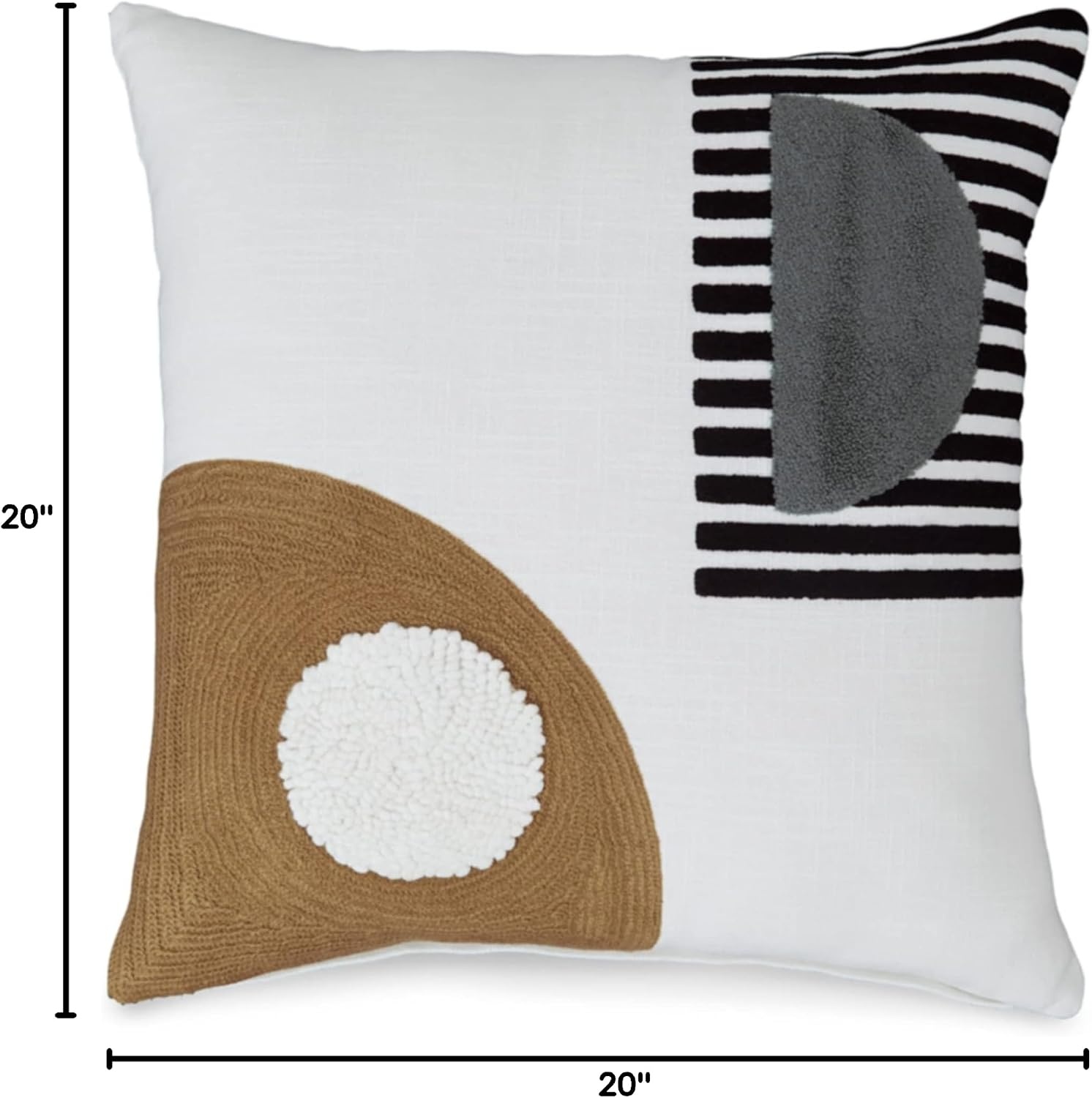 image:imageSignature Design by Ashley Longsum Contemporary Square Cotton Pillow with Embroidered Design 20 x 20 White amp Black