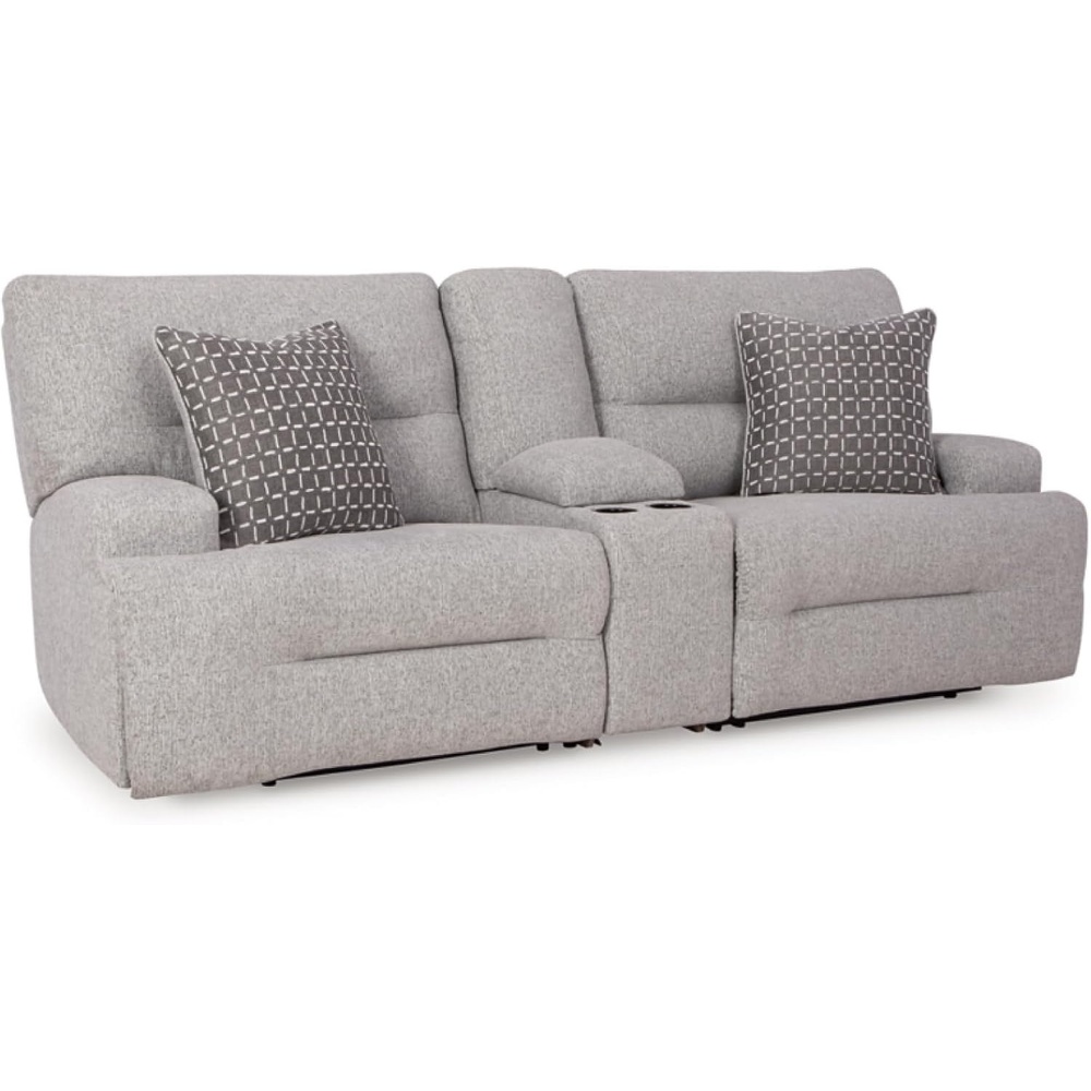 image:imageSignature Design by Ashley Acklen Place Power Reclining Sectional Sofa with Chaise Zero Gravity Posture amp Console NextGen Nuvella StainResistant Fabric Ideal for Living Room Lounging Pewter GrayPewter