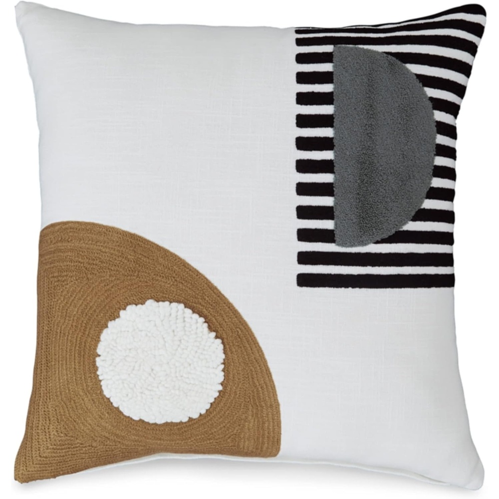 image:imageSignature Design by Ashley Longsum Contemporary Square Cotton Pillow with Embroidered Design 20 x 20 White amp Black